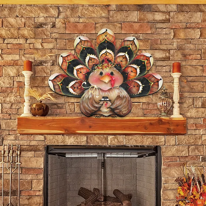 🦃Turkey Wreath Door Hanger 🍂 Wooden Fall Wall Decoration