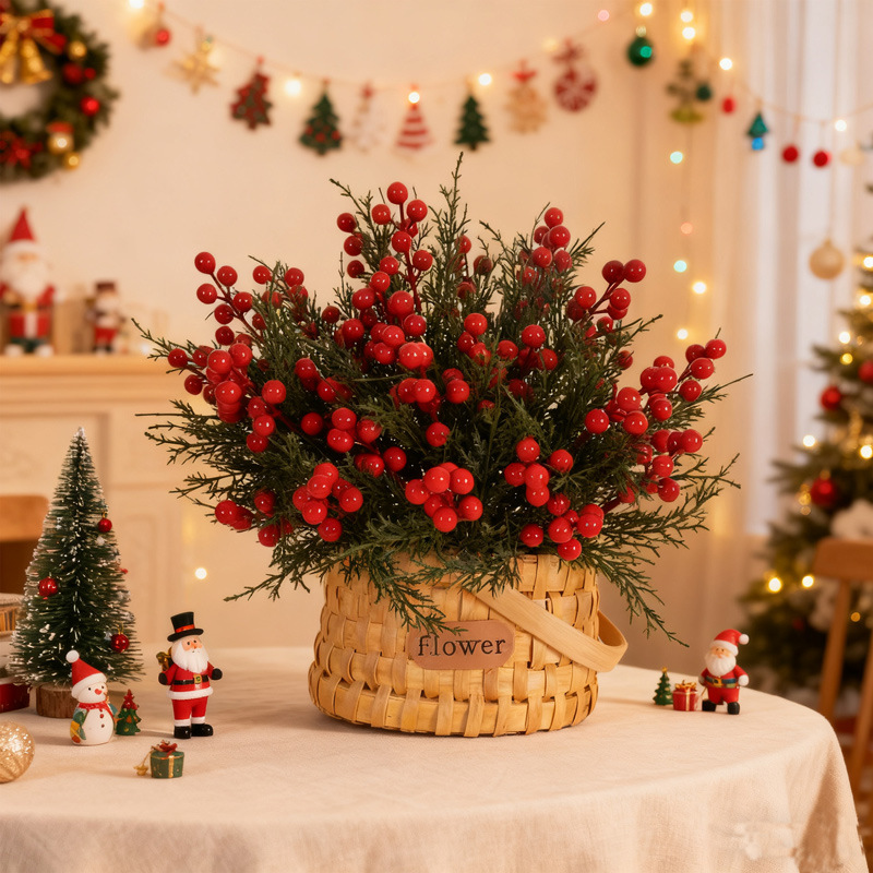 🎄Christmas Red Berry & Evergreen Picks – Add a Warm Holiday Glow ✨