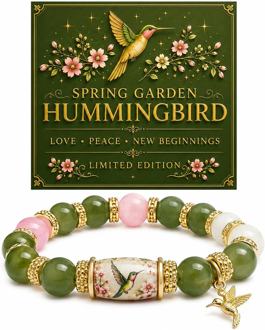 2026 Edition Hummingbird Bracelet For Women, Spring Garden Beaded Stretch Love Peace New Beginnings Blessing Jewelry Gift