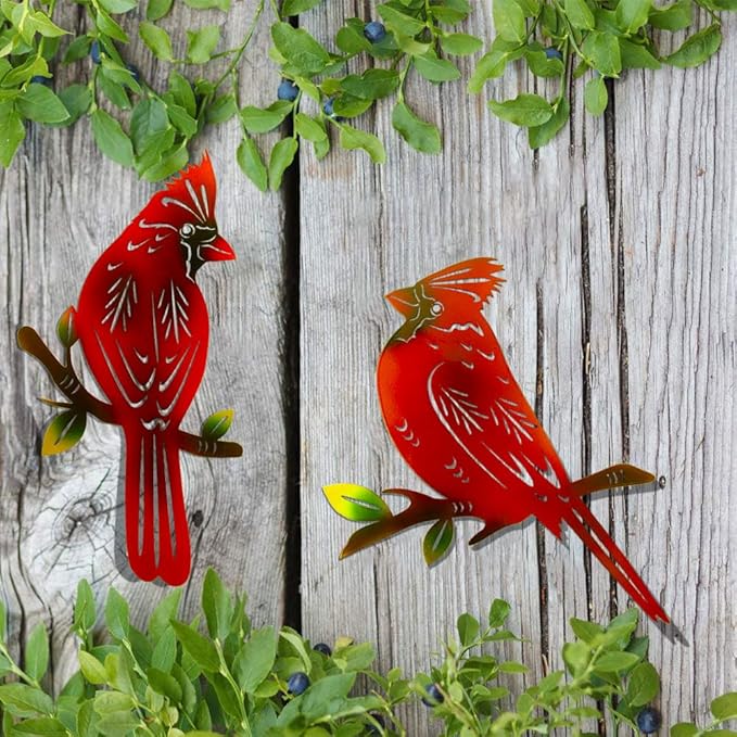 Metal Cardinal Wall Art Decor | Hand Painted Art | Metal Art