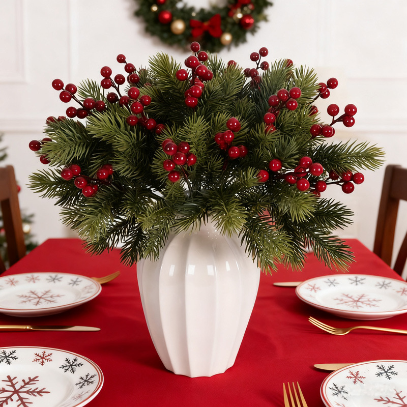 🎄Christmas Red Berry & Evergreen Picks – Add a Warm Holiday Glow ✨