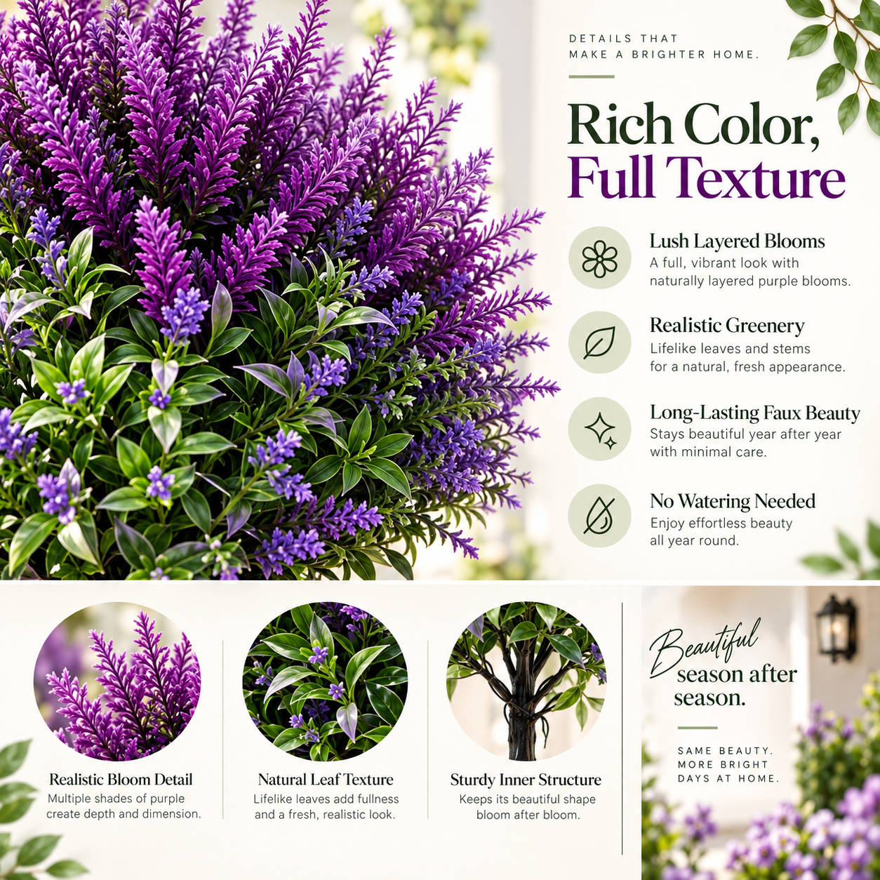 🏆Last Day 50% OFF💜🍀Lifelike Purple Faux Floral Topiary