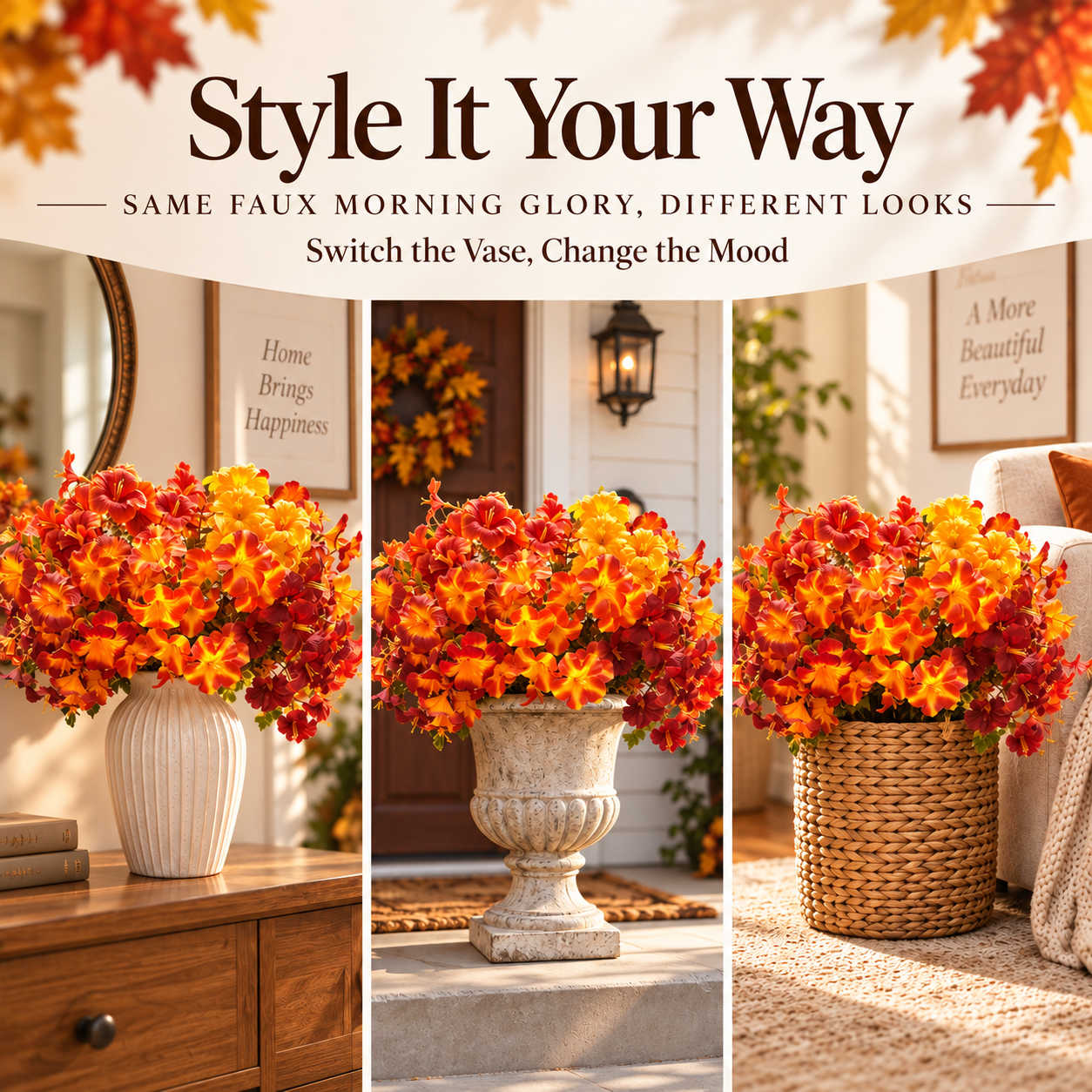 🔥Last Day 50% OFF🍂🍁Autumn Charm Faux Morning Glory Fall