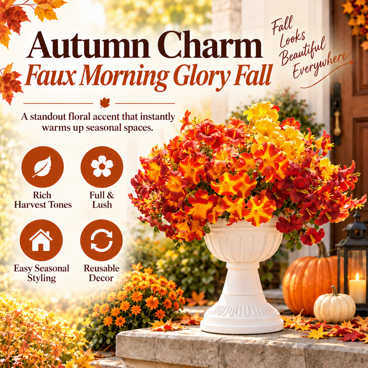 🔥Last Day 50% OFF🍂🍁Autumn Charm Faux Morning Glory Fall