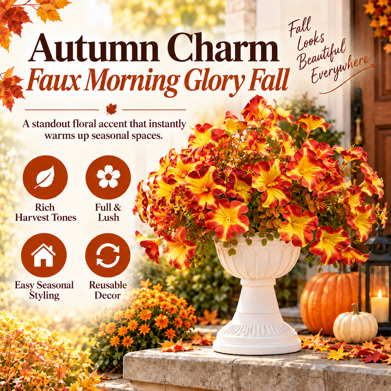 🔥Last Day 50% OFF🍂🍁Autumn Charm Faux Morning Glory Fall