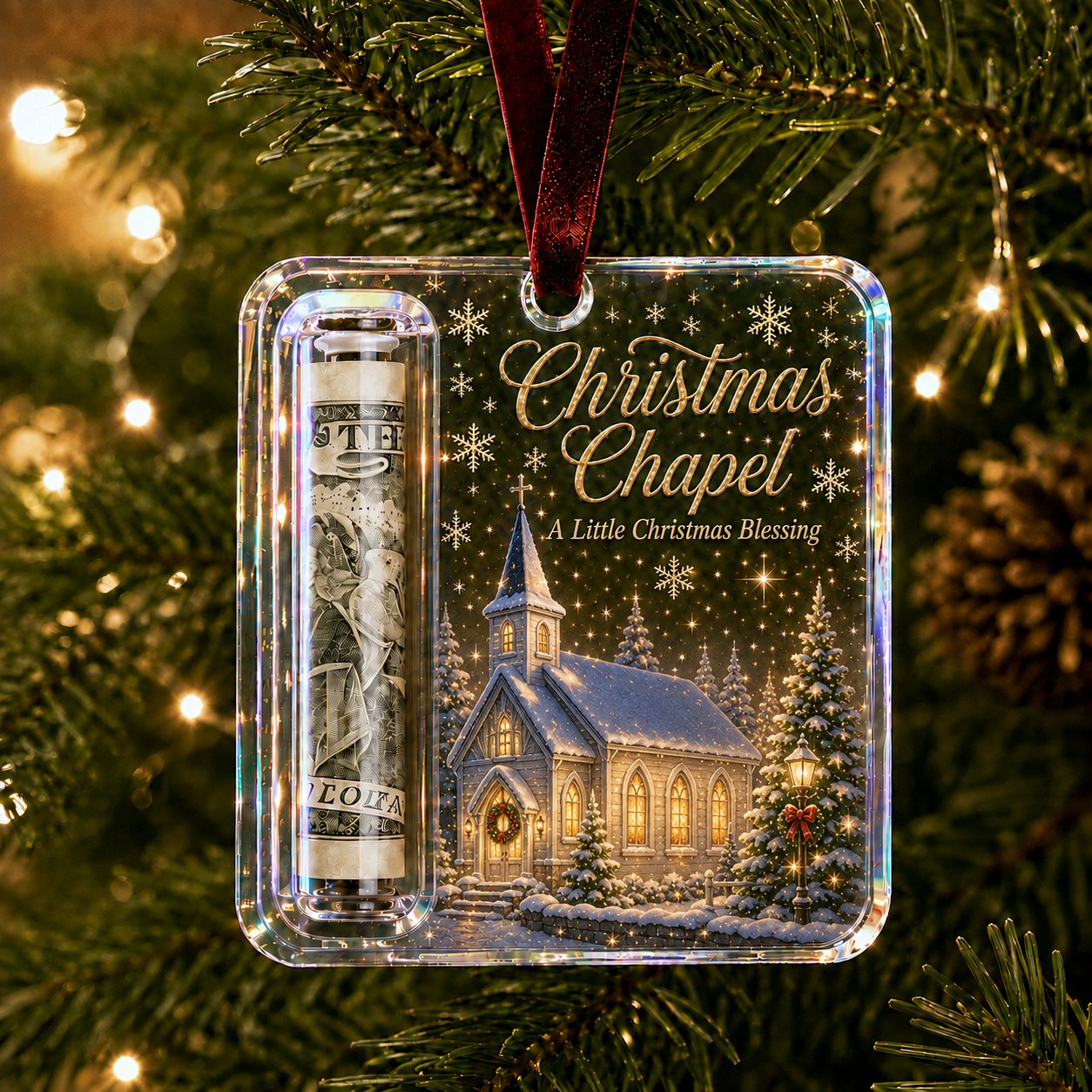 🎄🔥Christmas Cash Gift Ornament — Crystal Money Holder