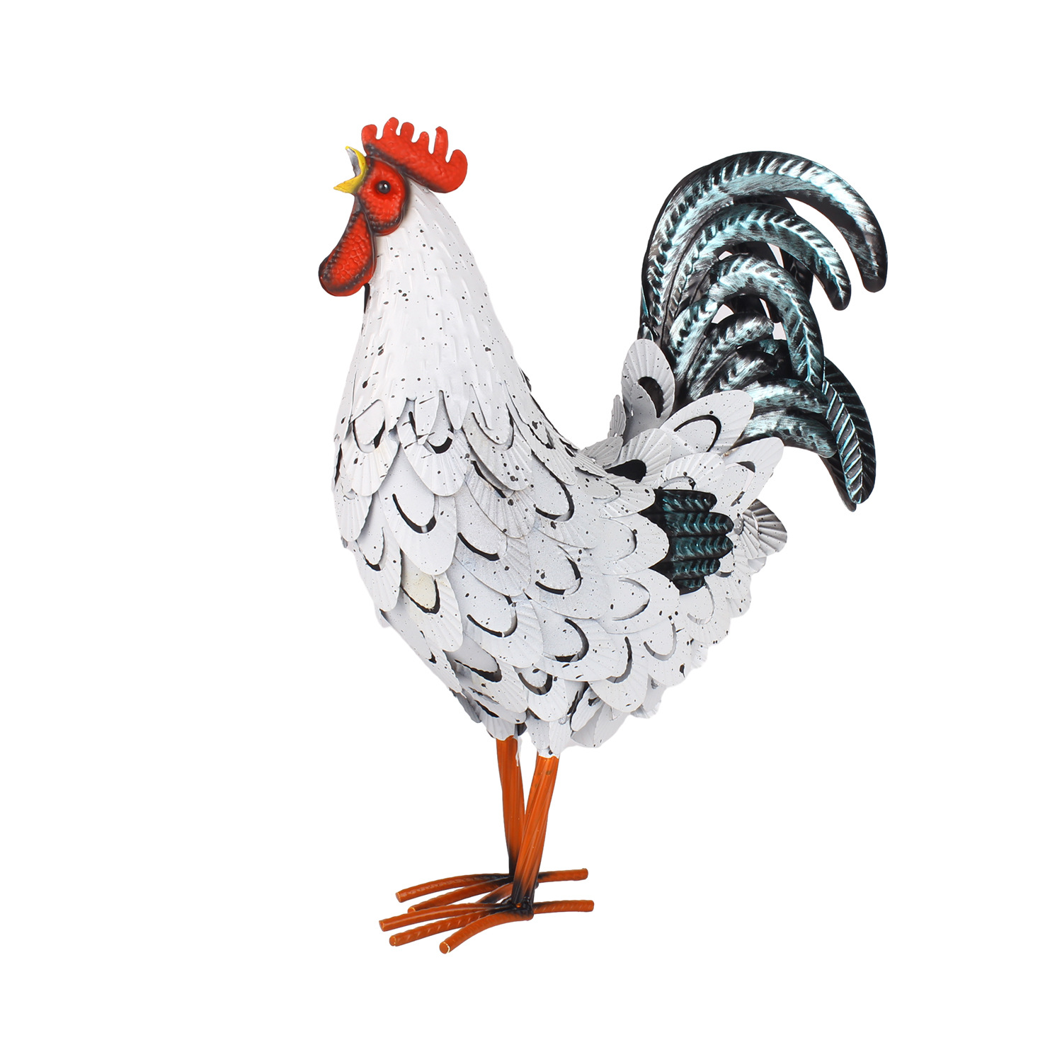 Iron Rooster Garden Statue