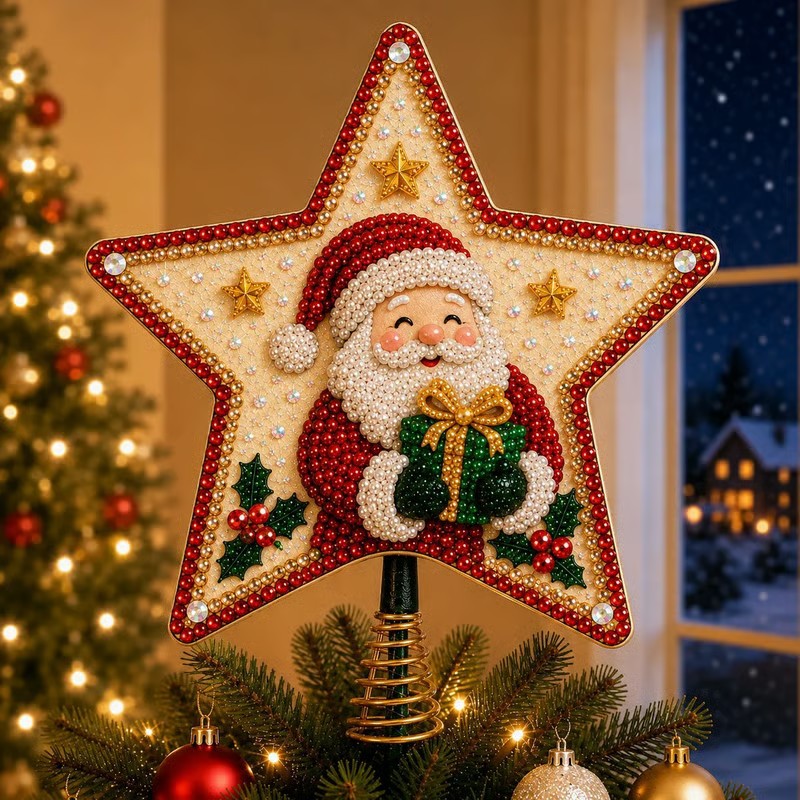 🔥LAST DAY 69% OFF - ⭐ Handcrafted  Pearl Diamond Art Tree Topper Kit