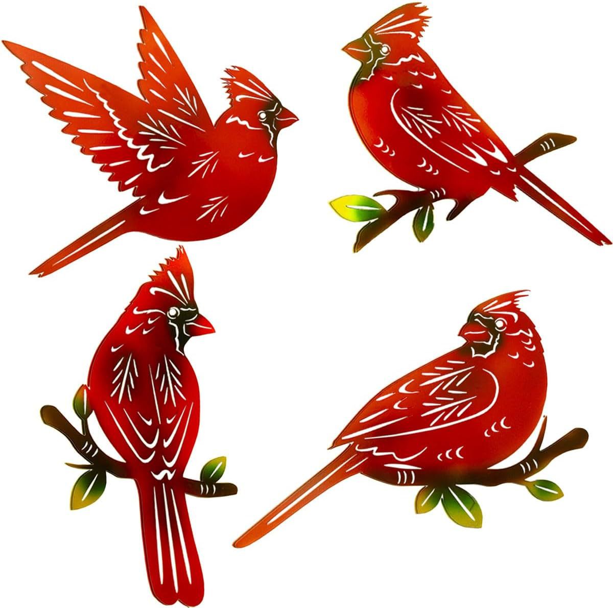 Metal Cardinal Wall Art Decor | Hand Painted Art | Metal Art