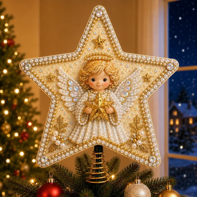 🔥LAST DAY 69% OFF - ⭐ Handcrafted  Pearl Diamond Art Tree Topper Kit
