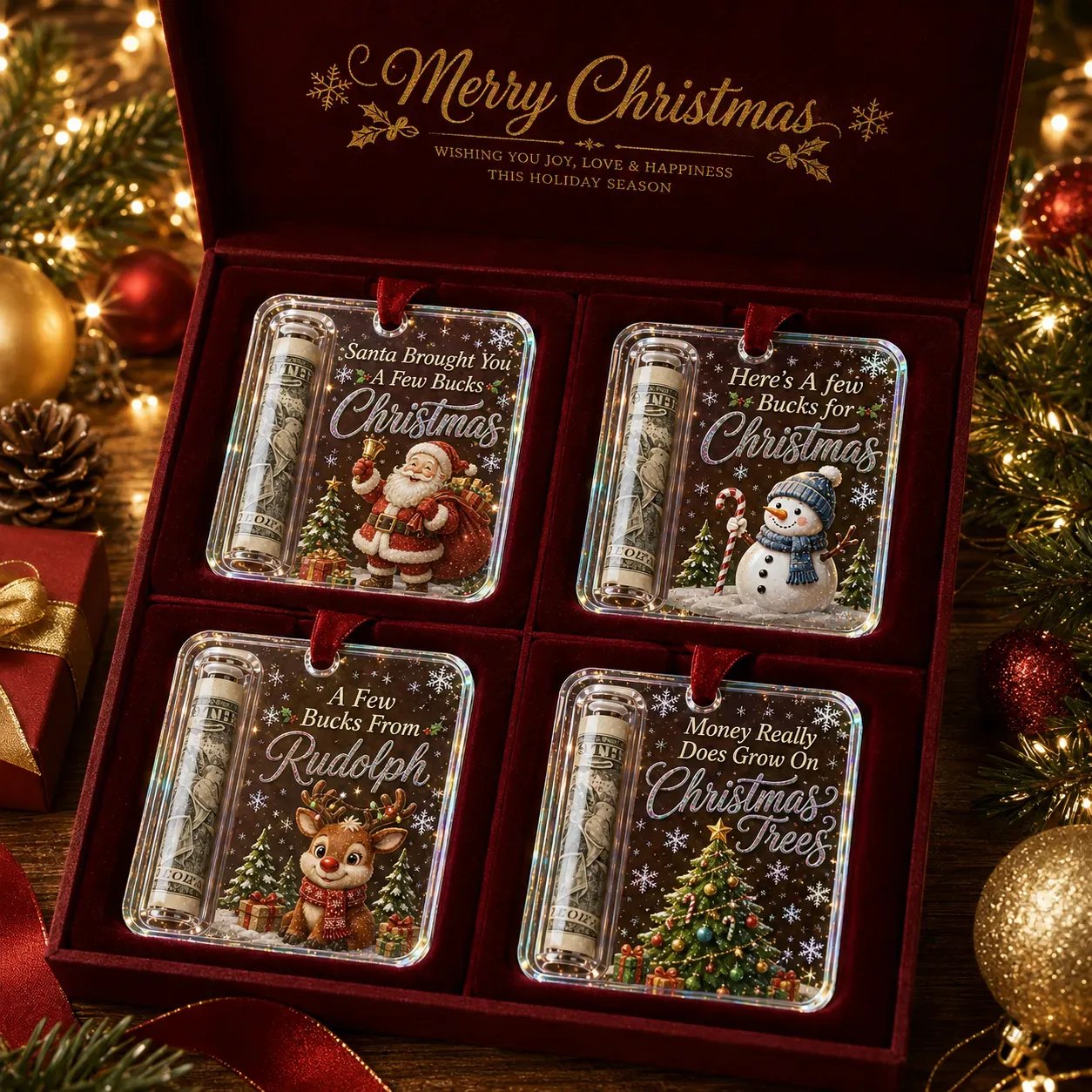 🎄🔥Christmas Cash Gift Ornament — Crystal Money Holder