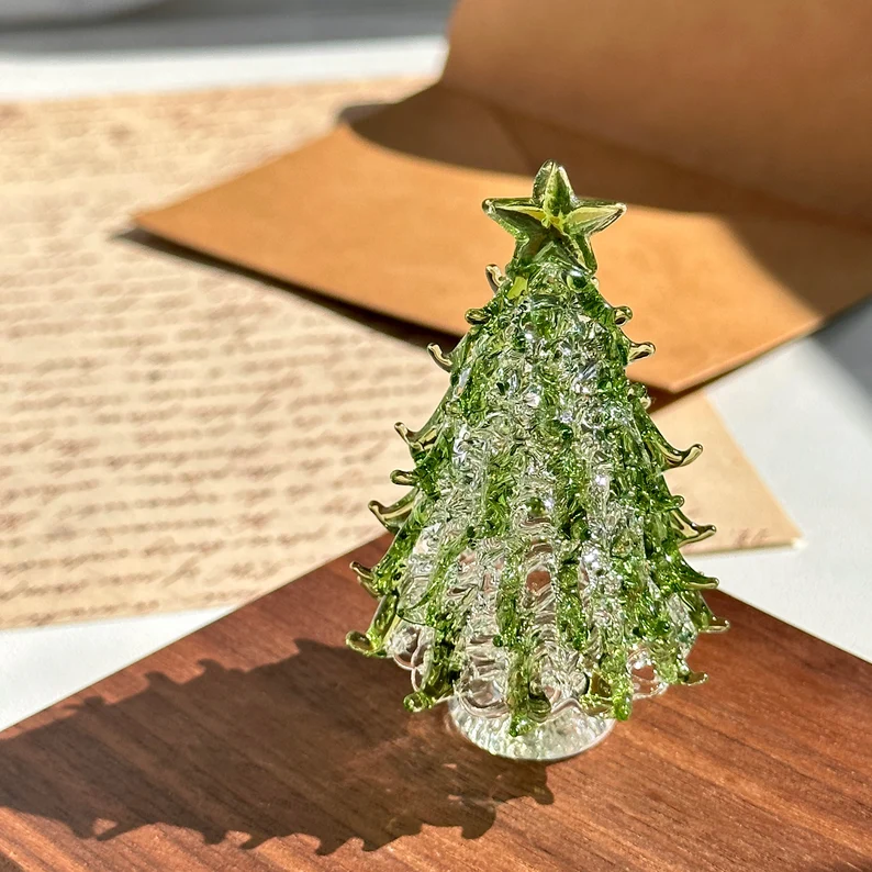 Handmade Glass Christmas Tree Statue