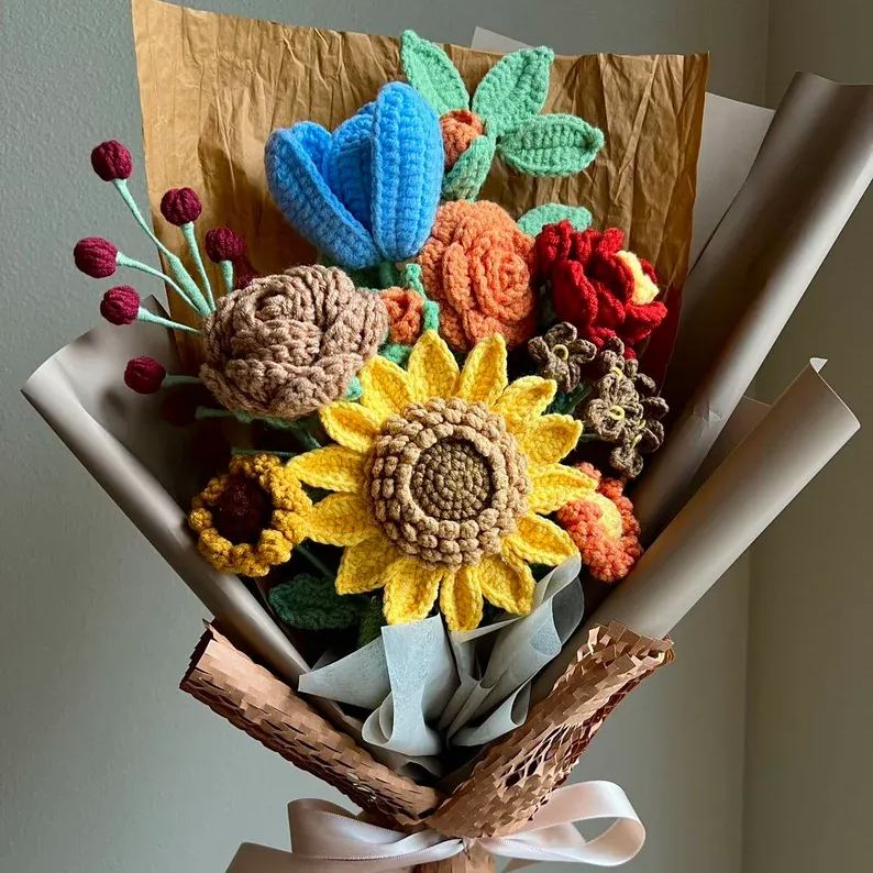 Crochet Sunflower Bouquet | Christmas Gift | Handmade Gift