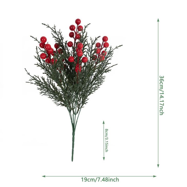 🎄Christmas Red Berry & Evergreen Picks – Add a Warm Holiday Glow ✨