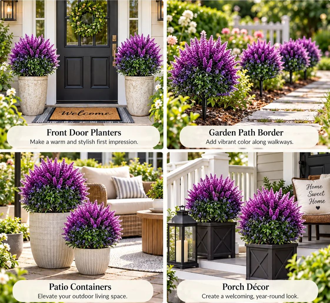 🏆Last Day 50% OFF💜🍀Lifelike Purple Faux Floral Topiary