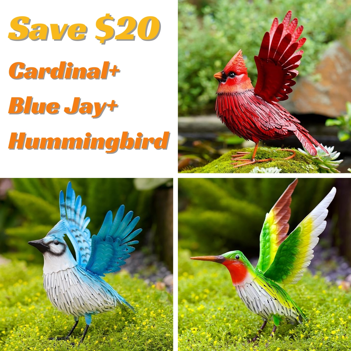 Handcrafted 3D Bird Metal Statue | Metal Art | Hand Painted Art