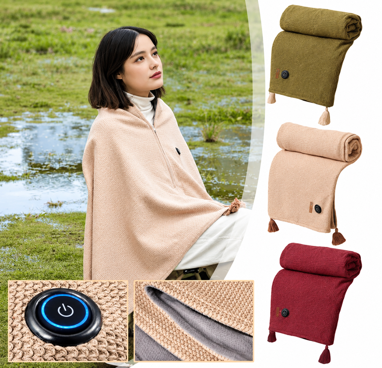 Wearable heated blanket available colors