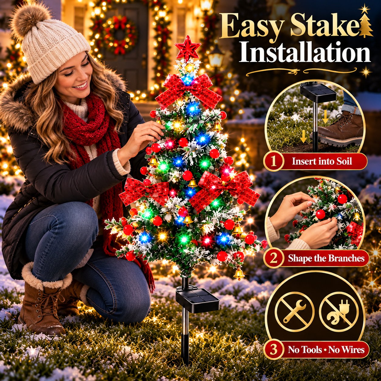 🔥 Solar Cedar Christmas Tree Lights| Festive Outdoor Holiday Decor