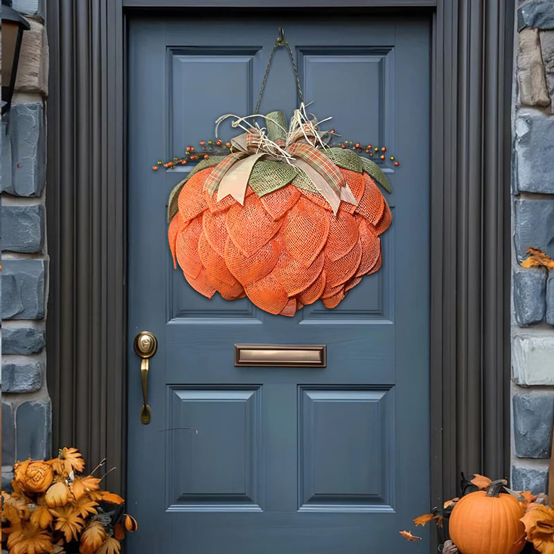 Handmade Halloween Pumpkin Wreath For Front Door