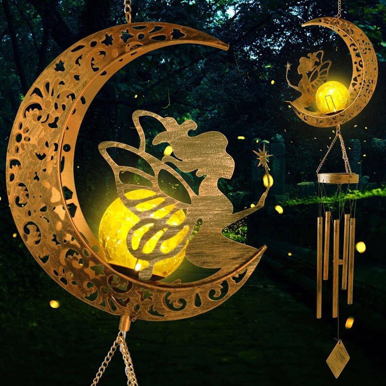 Solar Moon Wind Chime Hanging Lights -Outdoor Garden Lights