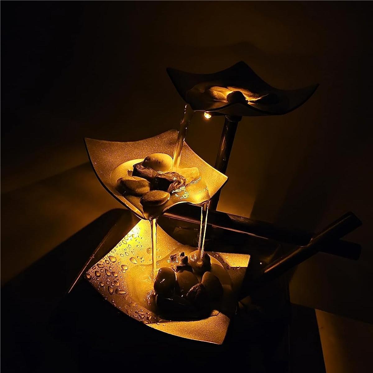 POTIWELL Tabletop Fountain, Home Decor Soothing Sound Machine - Automatic Pump, Deep Basin and Natural River Rocks.
