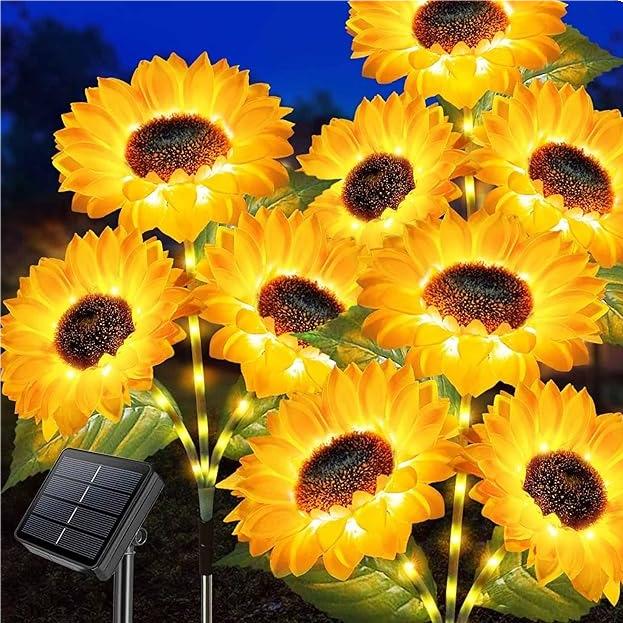 🌻 Solar Lights Outdoor Garden Decor - Upgraded 3 Pack Solar Garden Lights 