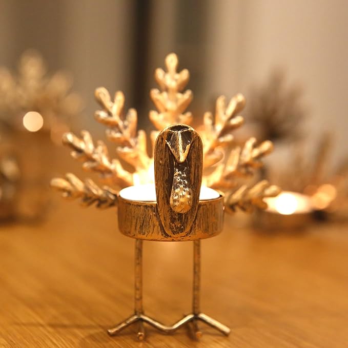Handmade Metal Turkey Tea Light Candle Holder | Thanksgiving Decor