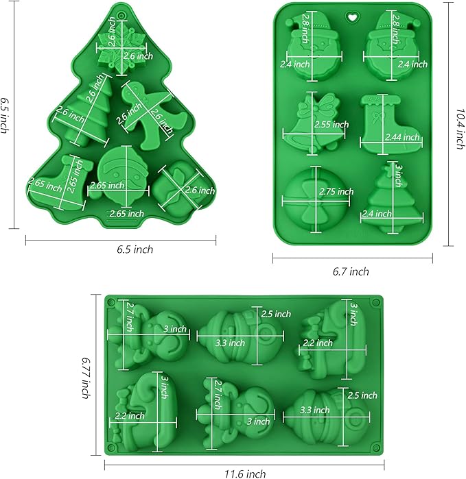 3 Pack - Christmas Silicone Molds