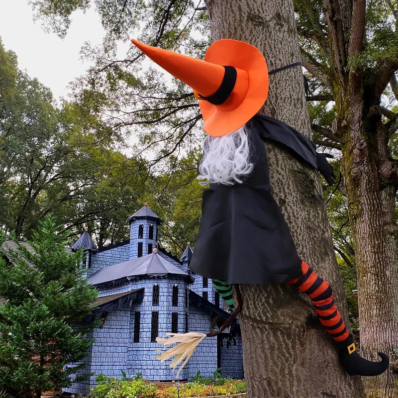 🎩Flying Witch Halloween Decoration - Witch Crashes into Tree