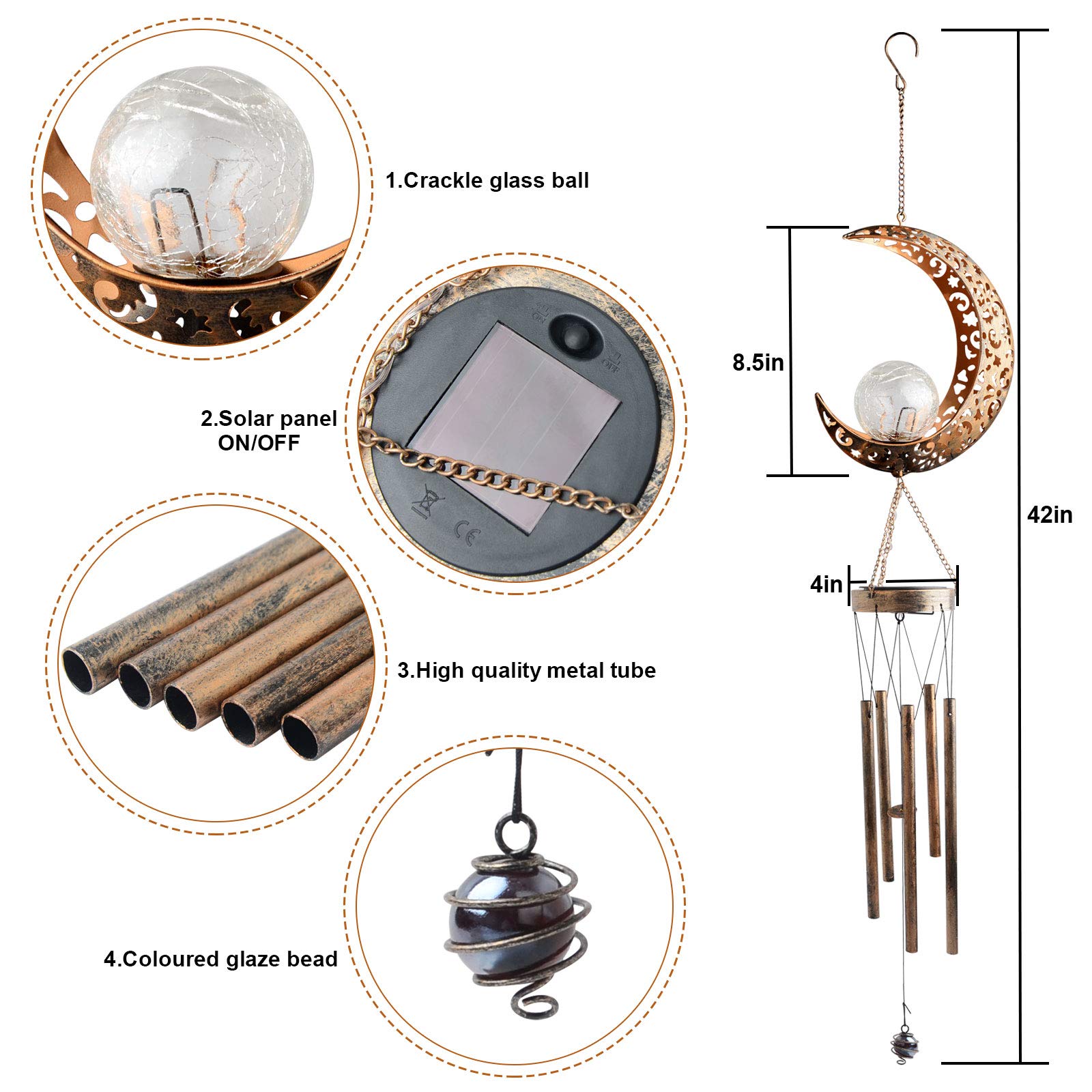 Solar Moon Wind Chime Hanging Lights -Outdoor Garden Lights