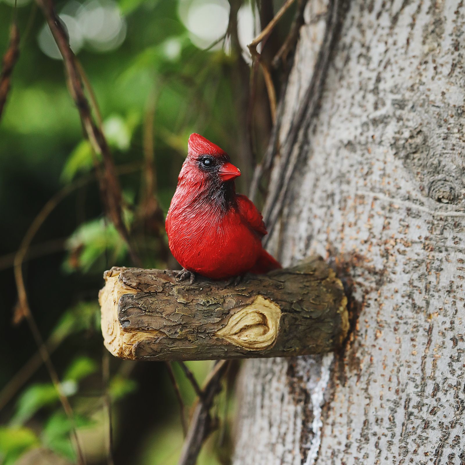 Cardinal Resin Statue | Tree Hugger | Hand Painted Art