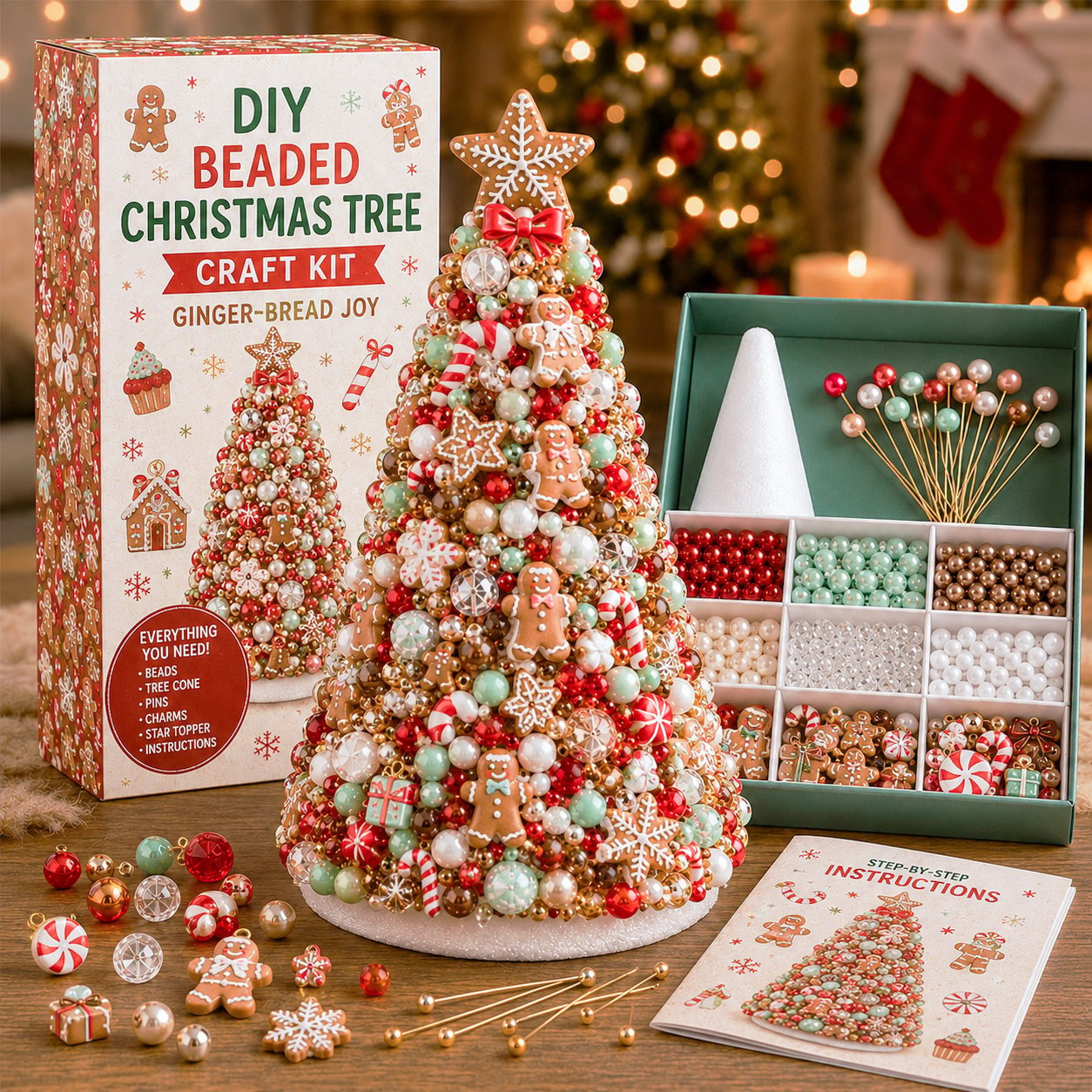 🎄✨Handmade Elegant DIY Beaded Christmas Tree Craft Kit | Collectible Premium Holiday Decor Kit