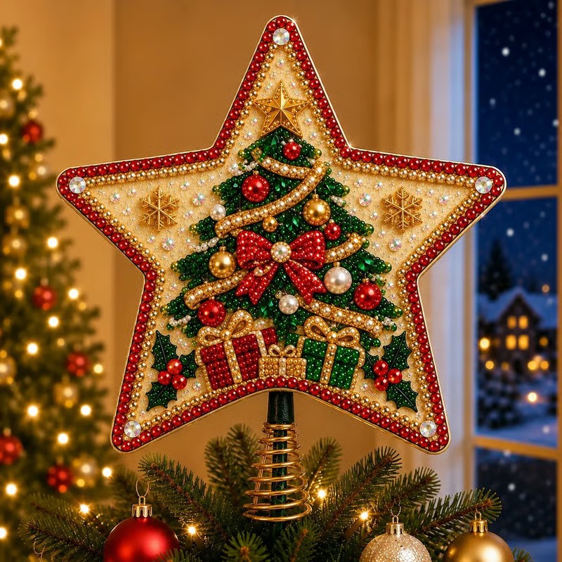 🔥LAST DAY 69% OFF - ⭐ Handcrafted  Pearl Diamond Art Tree Topper Kit