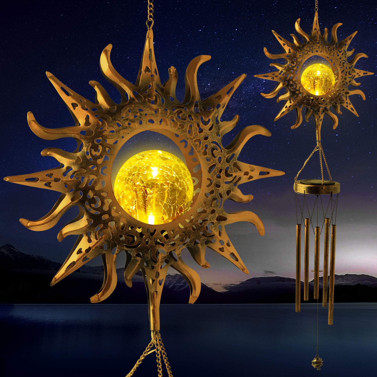 Solar Moon Wind Chime Hanging Lights -Outdoor Garden Lights