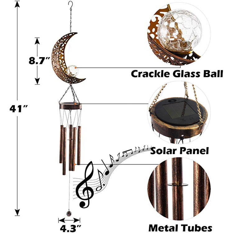 Solar Moon Wind Chime Hanging Lights -Outdoor Garden Lights