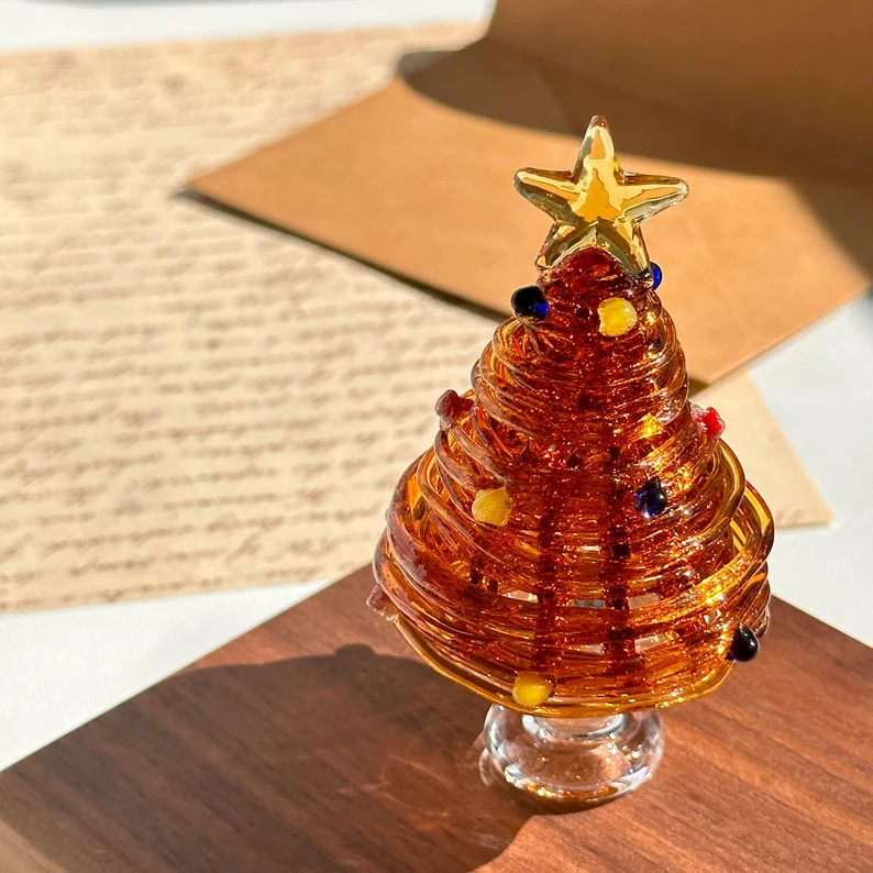 Handmade Glass Christmas Tree Statue