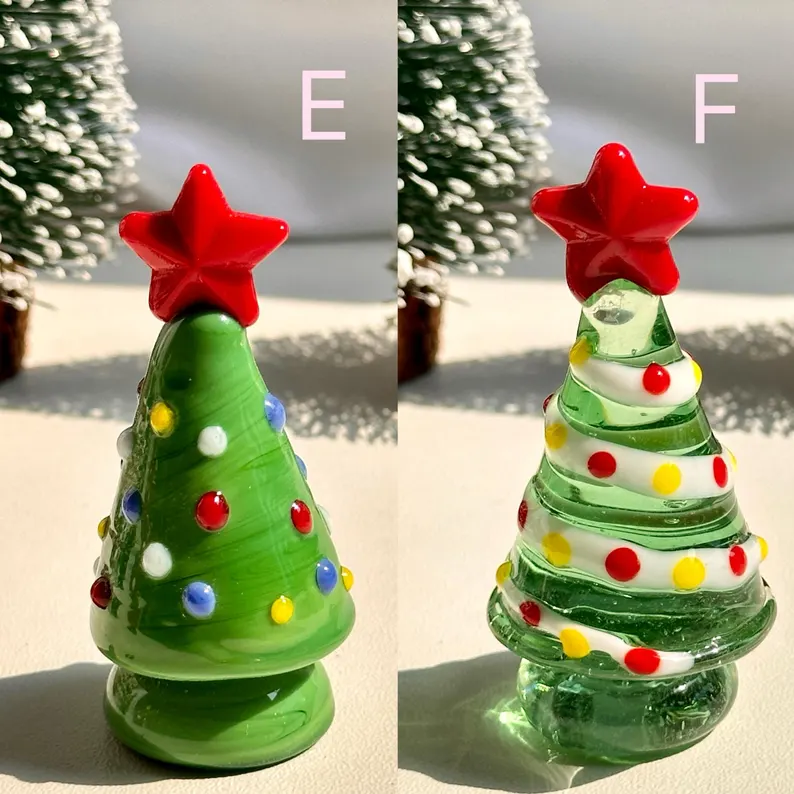 🎄Handmade Lampwork Miniature Christmas Trees
