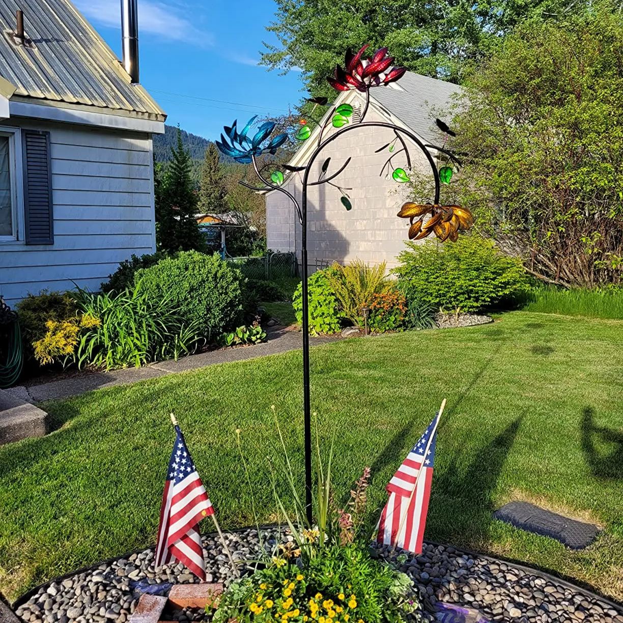 Beautiful Summer Multi Colored Flowers Wind Spinner