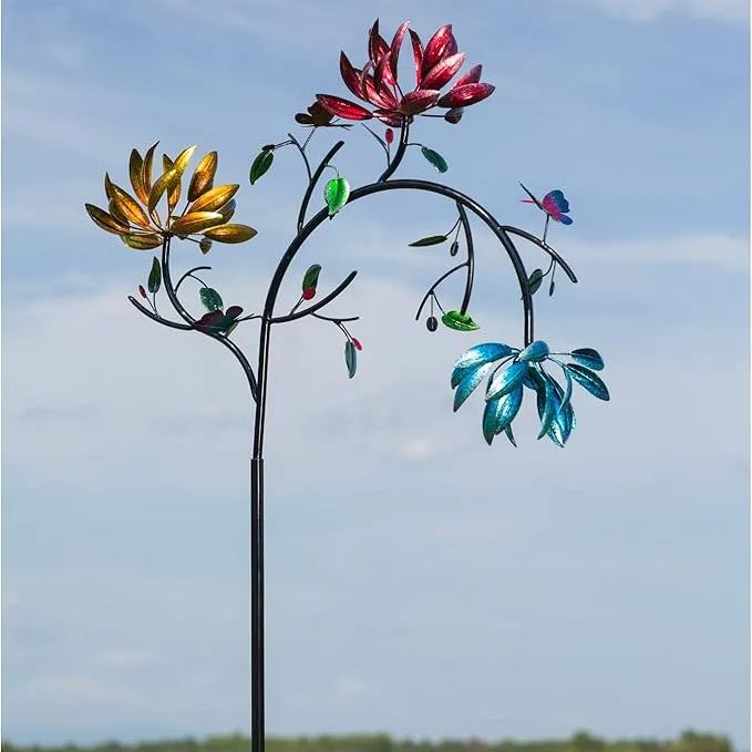Beautiful Summer Multi Colored Flowers Wind Spinner