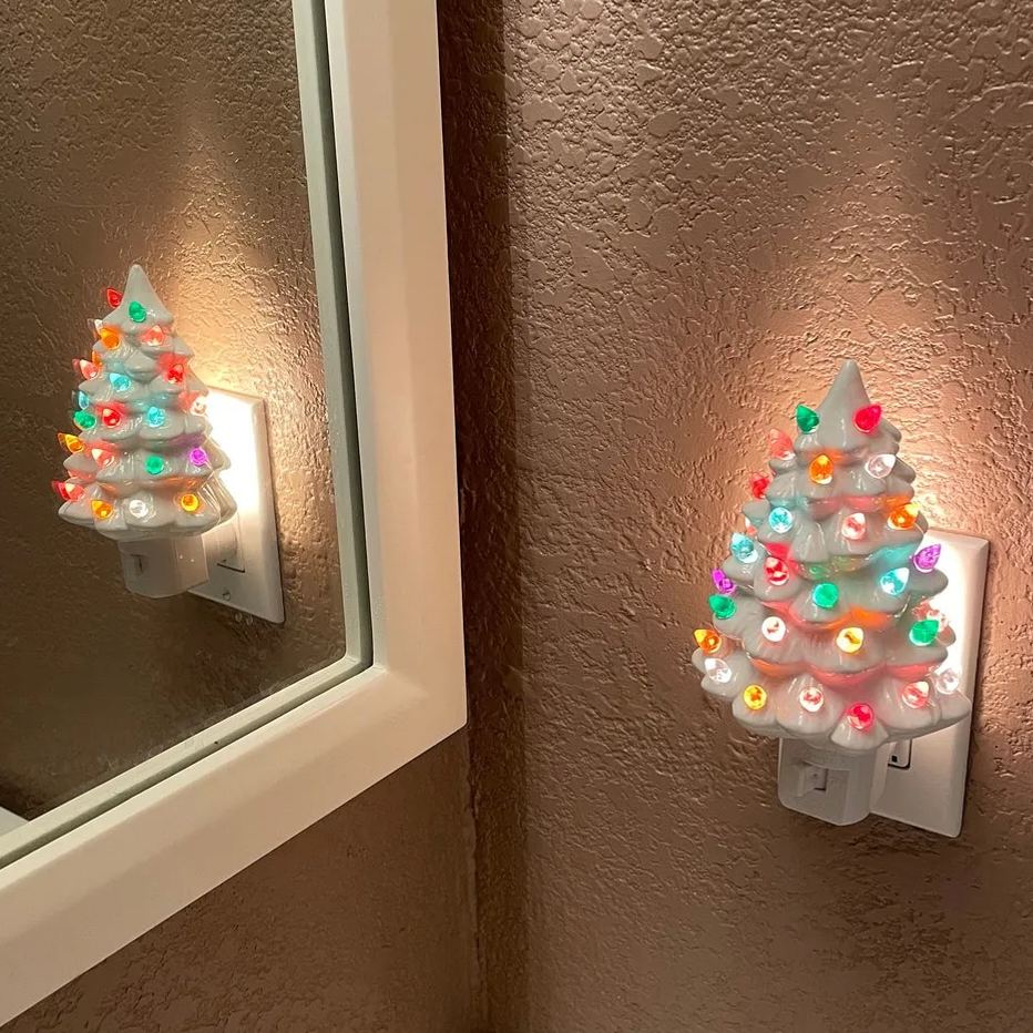 🎄Handmade Ceramic Christmas Tree Night Light | Ceramic Art | Hand Painted Art