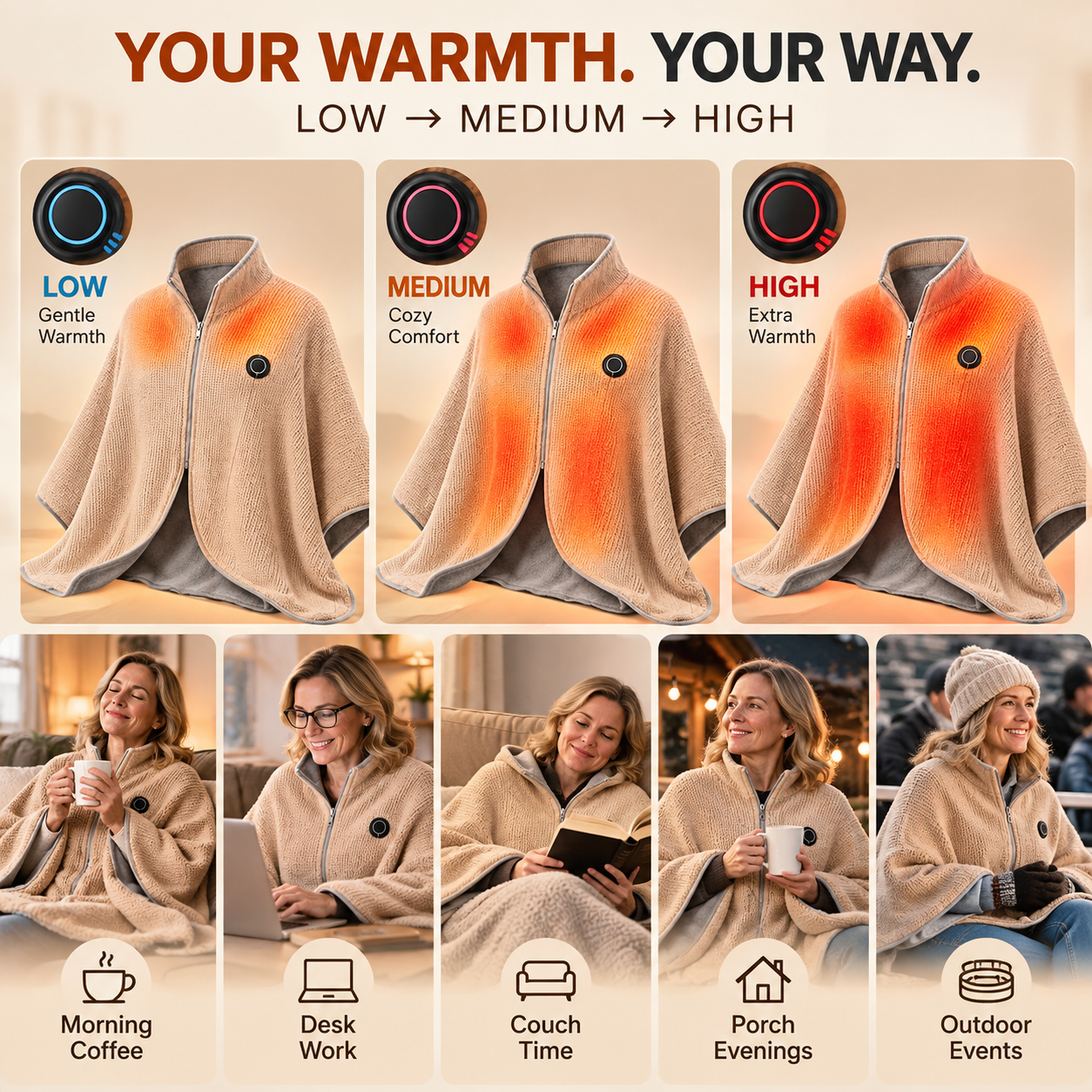 🧣Wearable Heated Blanket – Cozy Hands-Free Warmth☀️