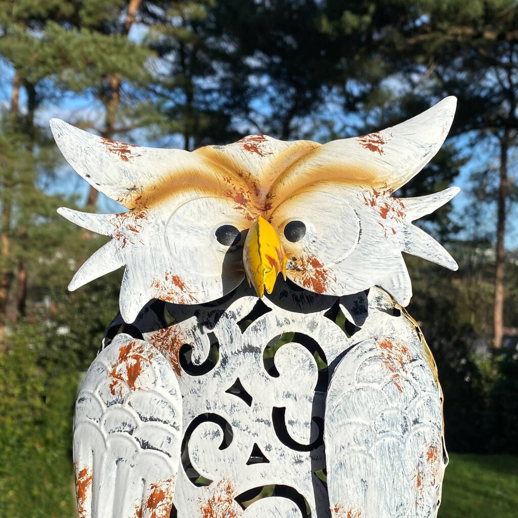 Metal Owl Solar LED Lighted Garden Sculpture Statue