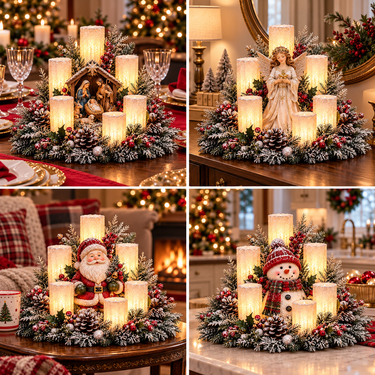 🔥50% OFF🌲Christmas Lighted Centerpiece with Flameless Candle Glow