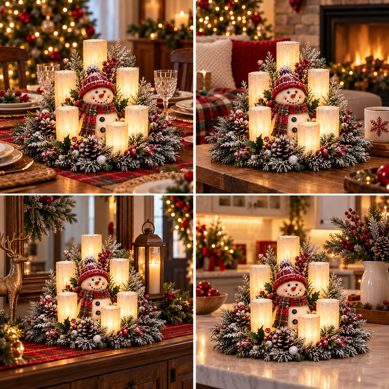 🌲Christmas Lighted Centerpiece with Flameless Candle Glow