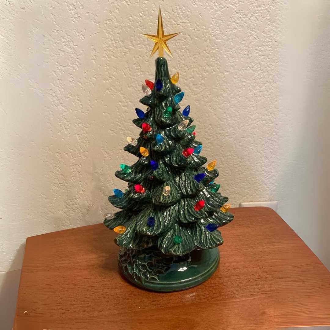 Handmade Vintage Christmas Tree | With LED Lights | Hand Painted Art