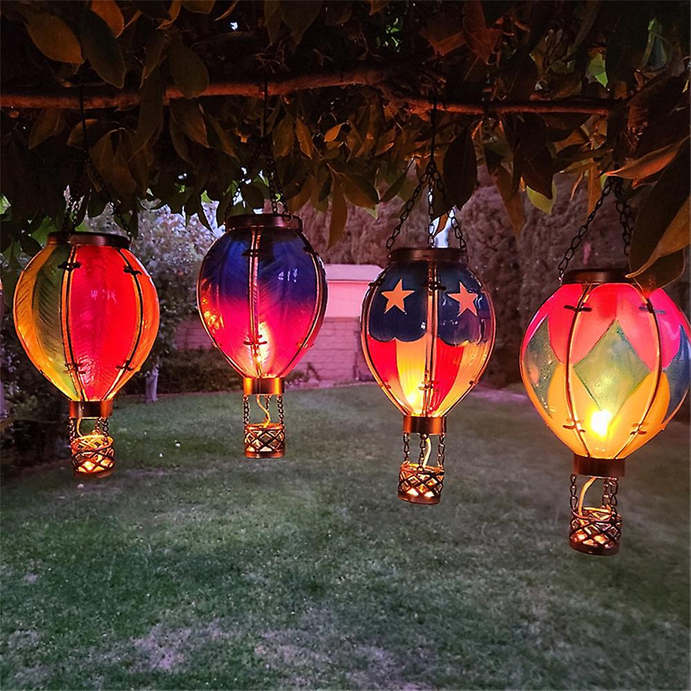 Hot Air Balloon Hanging Solar Lantern Large - Rainbow