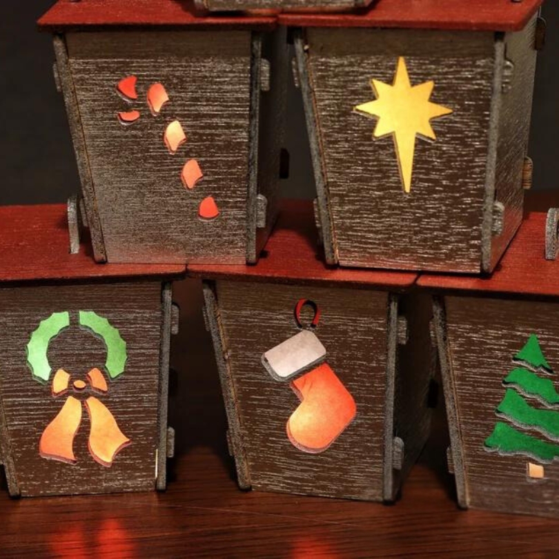 Solid wood Christmas lantern