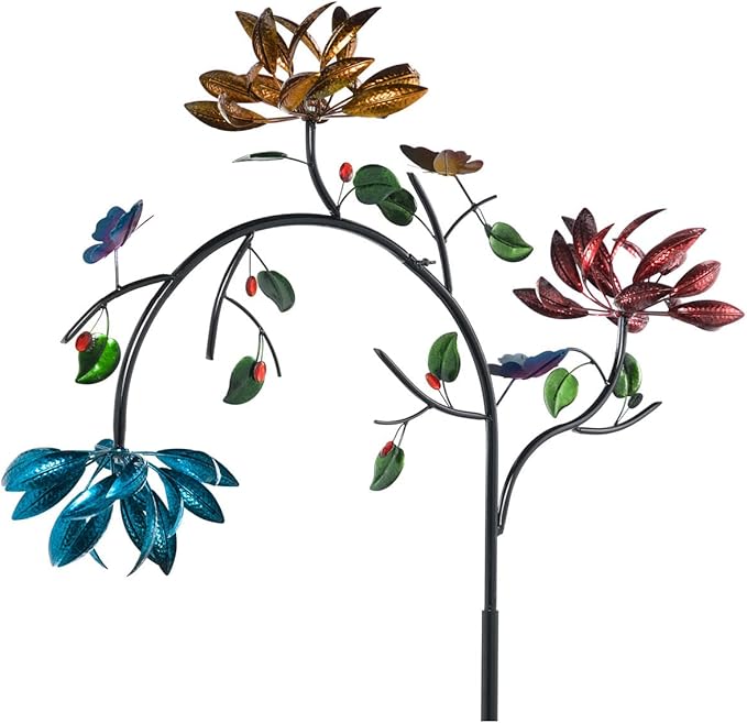 Beautiful Summer Multi Colored Flowers Wind Spinner