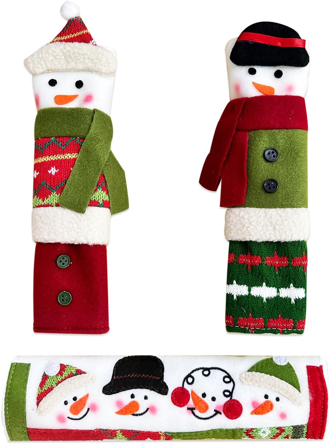 3 Piece Set Christmas Snowman Refrigerator Door Handle Covers