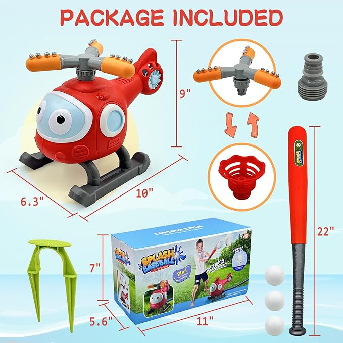 2 in 1 Outdoor Water Spray Sprinklers T Ball Set for Kids and Toddler